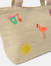 Girls Embroidered Shopper Bag, , large