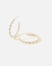 Midnight Sky Twisted Pearl Hoops, , large