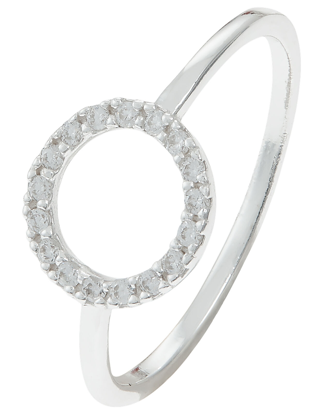 Sterling Silver Sparkle Circle Ring White Sterling silver