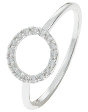 Sterling Silver Sparkle Circle Ring, White (ST CRYSTAL), large