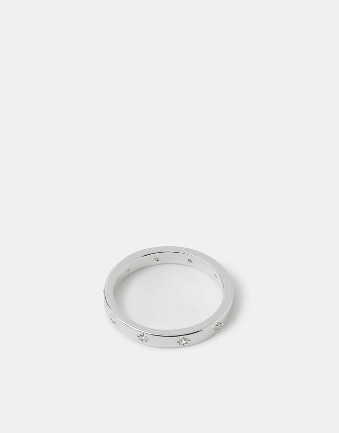 Sterling Silver-Plated Star Ring, Silver (ST SILVER), large