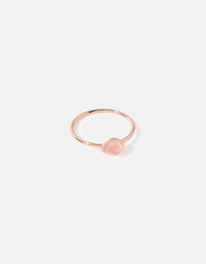 Rose Gold-Plated Rose Quartz Band Ring, Pink (PINK), large
