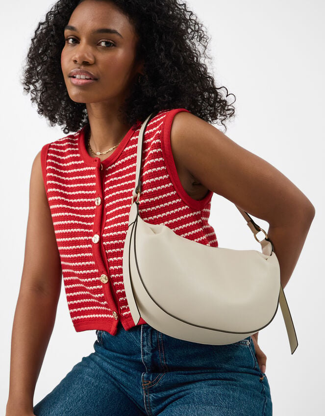 Contrast Trim Shoulder Bag, , large
