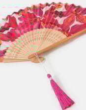 Vibrant Floral Print Foldable Fan, , large