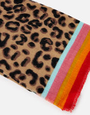 Leopard Border Print Scarf , , large