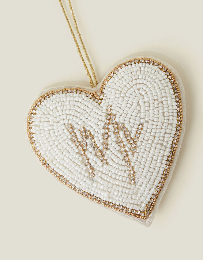 Beaded Mr Heart Christmas Tree Decoration, , large