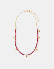 14ct Gold-Plated Teardrop Strawberry Quartz Necklace, , large