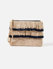 Ruffle Raffia Clutch Bag, , large