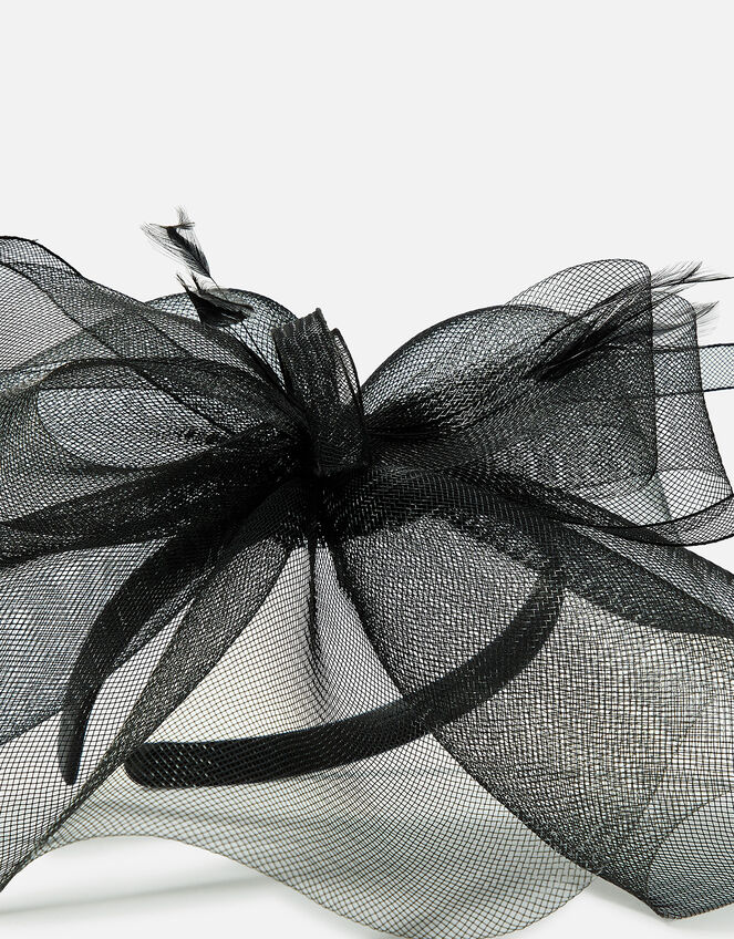 Mia Oversized Bow Fascinator, Black (BLACK), large