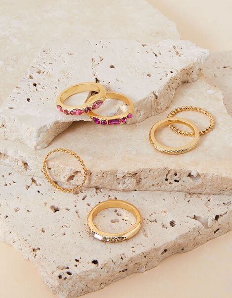 Gem Stacking Rings 6 Pack, Multi (BRIGHTS-MULTI), large
