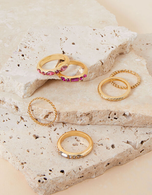 Gem Stacking Rings 6 Pack, Multi (BRIGHTS-MULTI), large