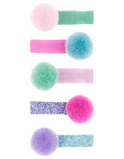 Colourful Pom-Pom Hair Slide Set, , large
