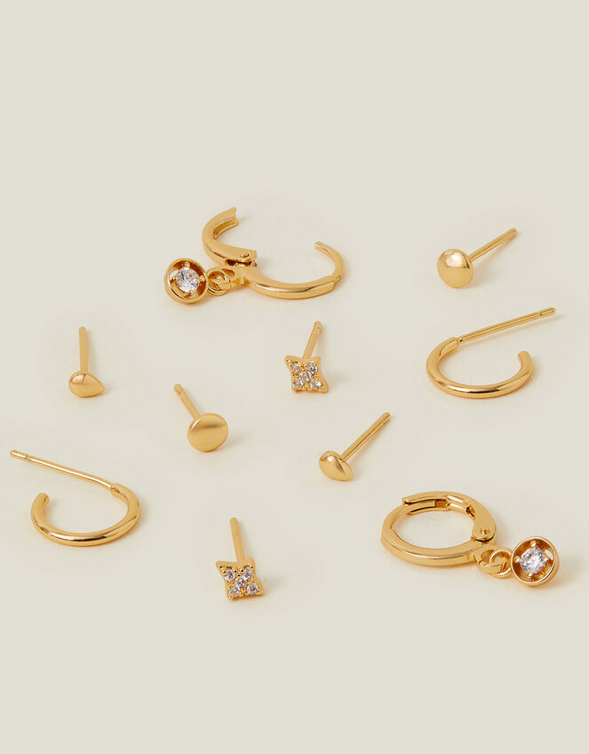 5-Pack 14ct Gold-Plated Earrings Set, , large