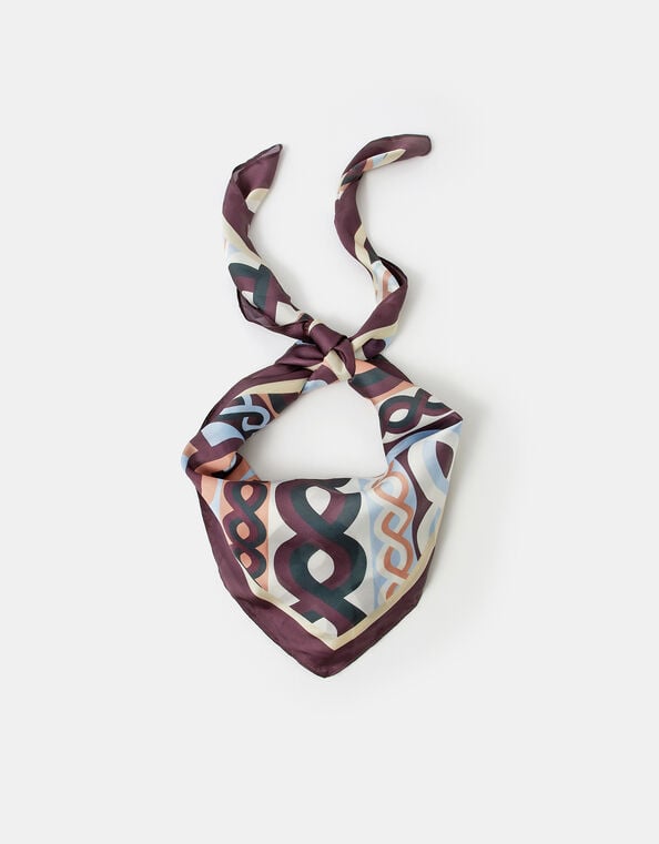 Link Print Square Satin Scarf, , large