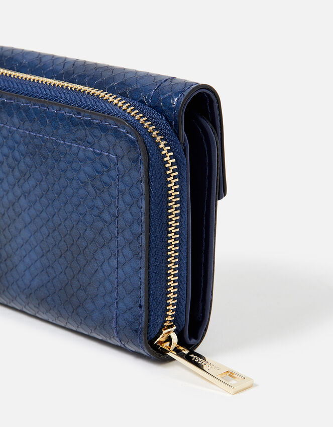 Faye Snake Foldover Purse , Blue (NAVY), large