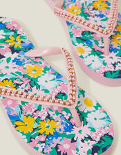 Beaded Floral Flip Flops, Multi (PASTEL MULTI), large