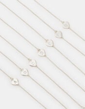 Sterling Silver Heart Initial Bracelet, Silver (ST SILVER), large