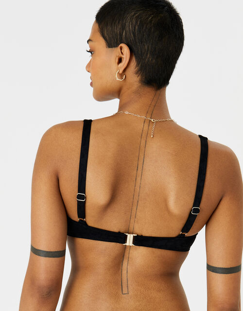 Leopard Print Jacquard Bikini Top, Black (BLACK), large