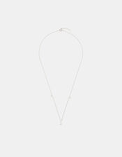 Sterling Silver Diamanté Pendant Necklace, , large