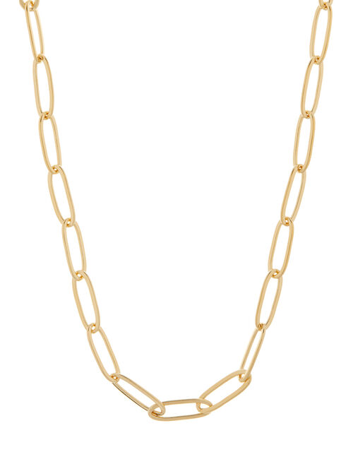Gold-Plated Oval Link Chain Necklace, , large