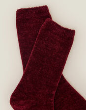 Chenille Bed Socks, Red (BURGUNDY), large
