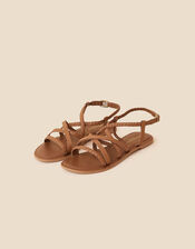 Plaited Strappy Sandals, Tan (TAN), large