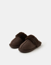 Faux Suede Mule Slippers, Brown (CHOCOLATE), large