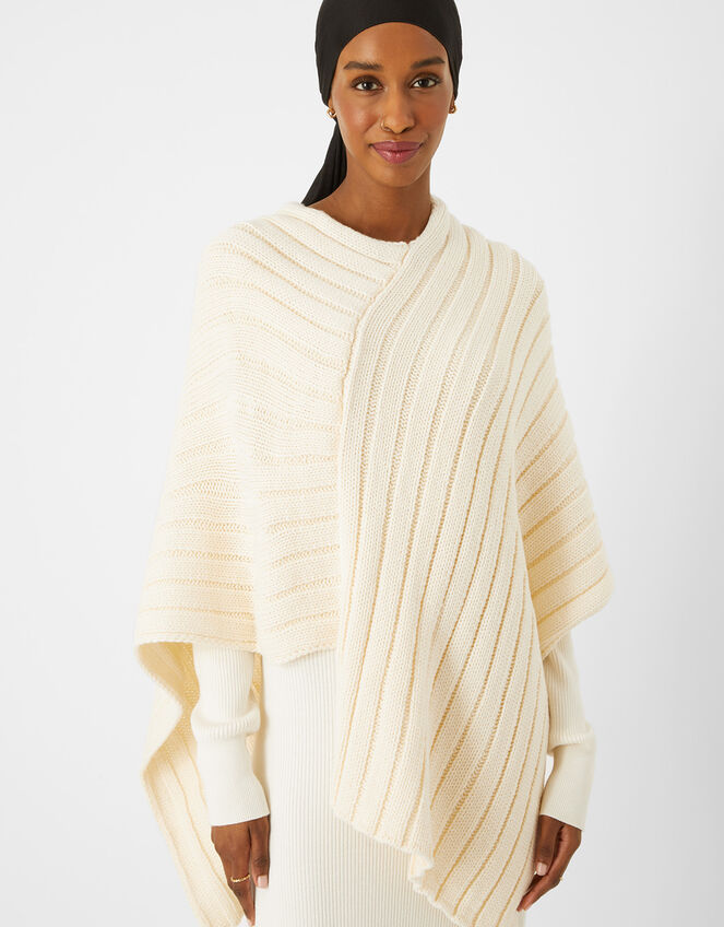 Rough sleep halvkugle bejdsemiddel Rib Knit Poncho Cream | Blanket scarves | Accessorize Global