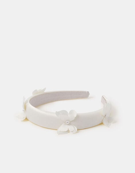 Girls Appliqué Butterfly Satin Headband, , large