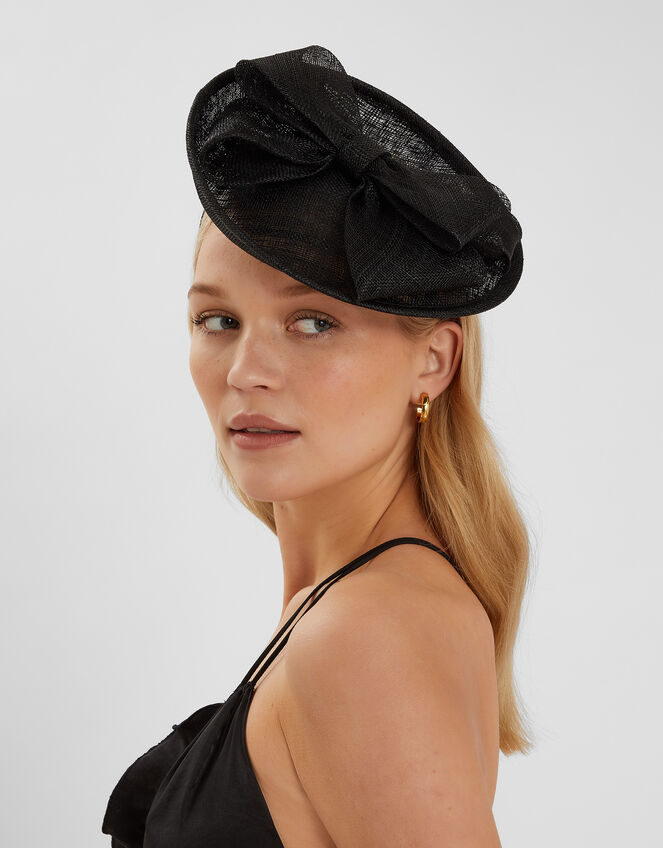 Structured Disc Bow Fascinator, Black (BLACK), large