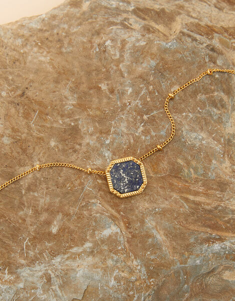14ct Gold-Plated Healing Stone Lapis Lazuli Necklace, , large
