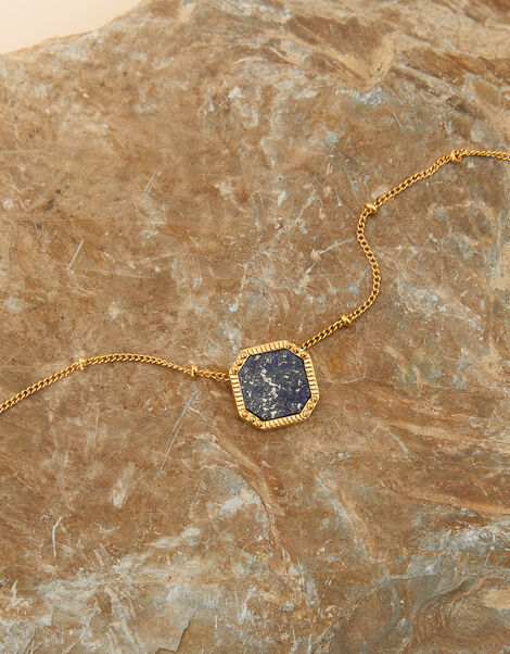 14ct Gold-Plated Healing Stone Lapis Lazuli Necklace, , large