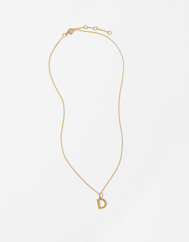 Gold Vermeil Initial Pendant Necklace - D, , large