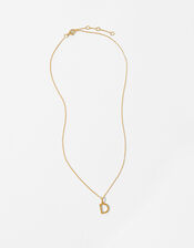 Gold Vermeil Initial Pendant Necklace - D, , large
