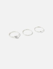 Sterling Silver Agate Rings Set of Three, Blue (BLUE), large