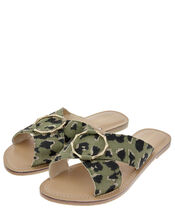 Amy Animal Crossover Sliders, Green (KHAKI), large