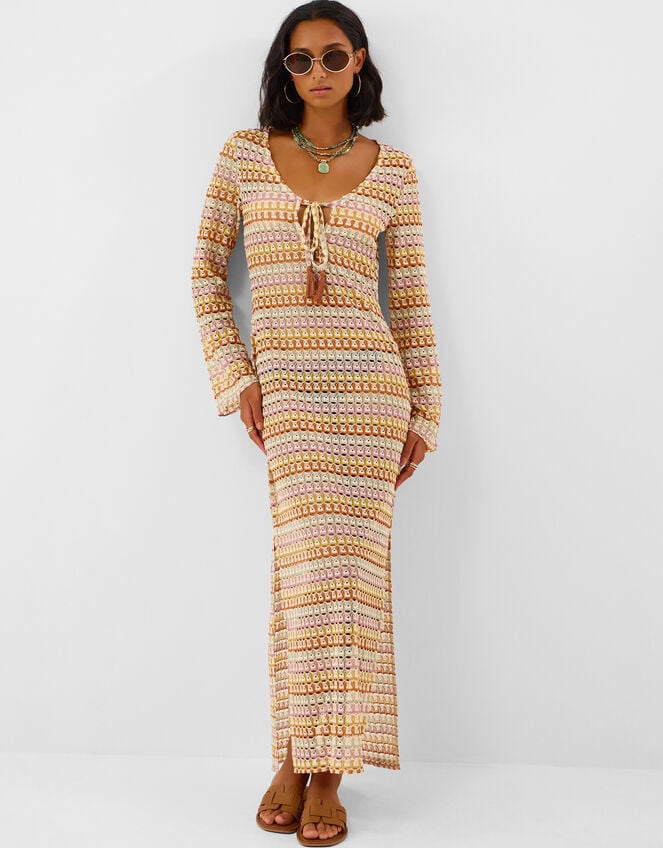 Crochet Maxi Beach Dress, Multi (MULTI), large