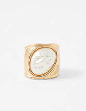 Chunky Hammered Pearl Ring, Cream (PEARL), large