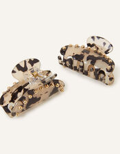 Small Studded Tortoiseshell Claw Clips Set of Two, , large