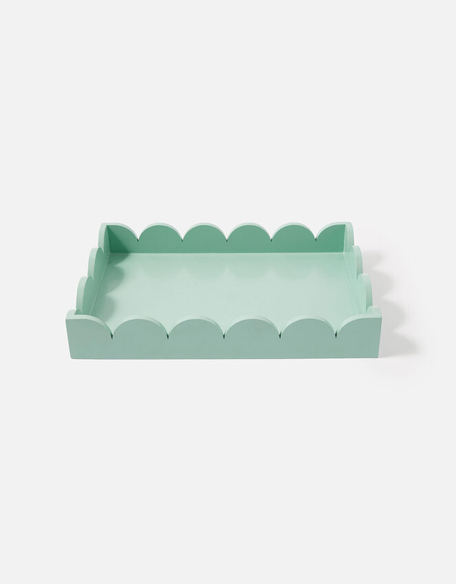 Natural Wood Scallop Tray , Blue (BLUE), large