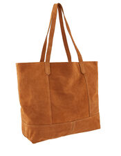 Leather Tote Bag, Tan (TAN), large