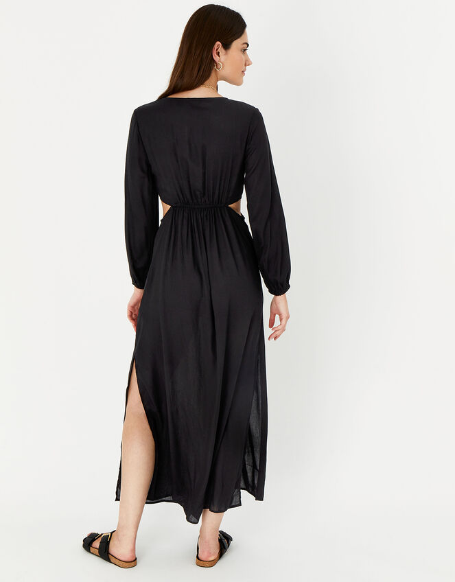 Ring Cut-Out Detail Maxi Dress, Black (BLACK), large