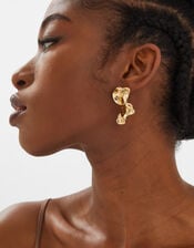 Layered Leaf Drop Earrings Gold, , large
