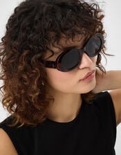 Chunky Tort Oval Sunglasses , , large