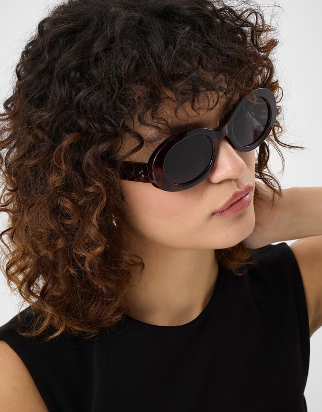 Chunky Tort Oval Sunglasses , , large