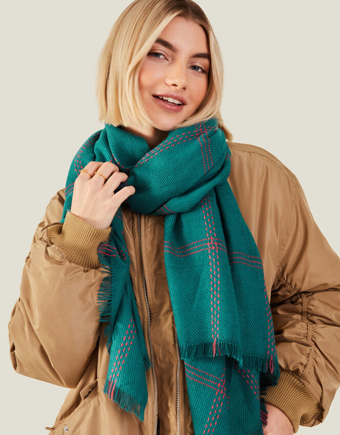 Wandsworth Check Print Scarf, , large