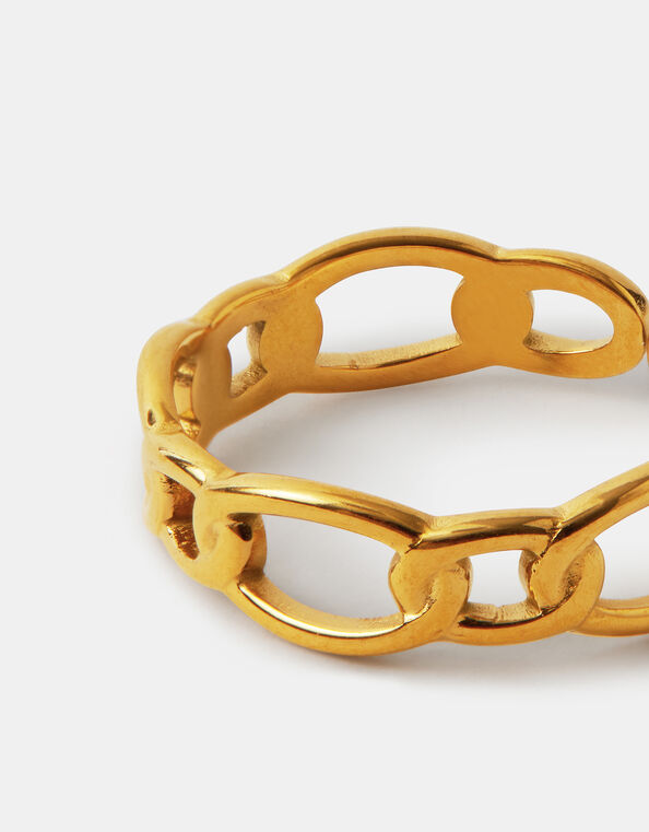 Stainless Steel Adjustable Chain Ring, Gold (GOLD), large