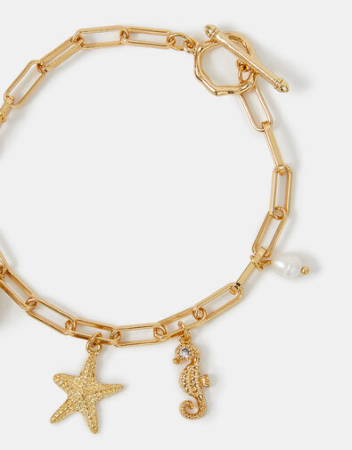14ct Gold-Plated Beach Charm Bracelet, , large