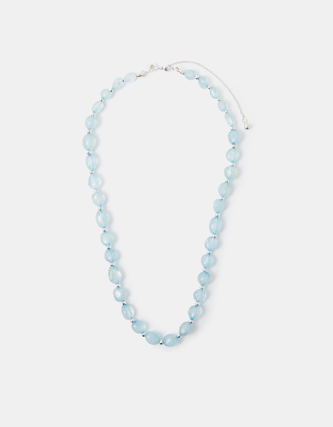 Sterling Silver-Plated Aquamarine Necklace, , large