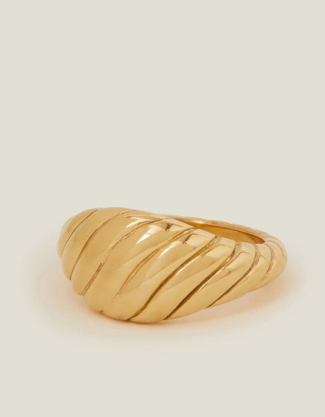 14ct Gold-Plated Stainless Steel Croissant Ring, Gold (GOLD), large